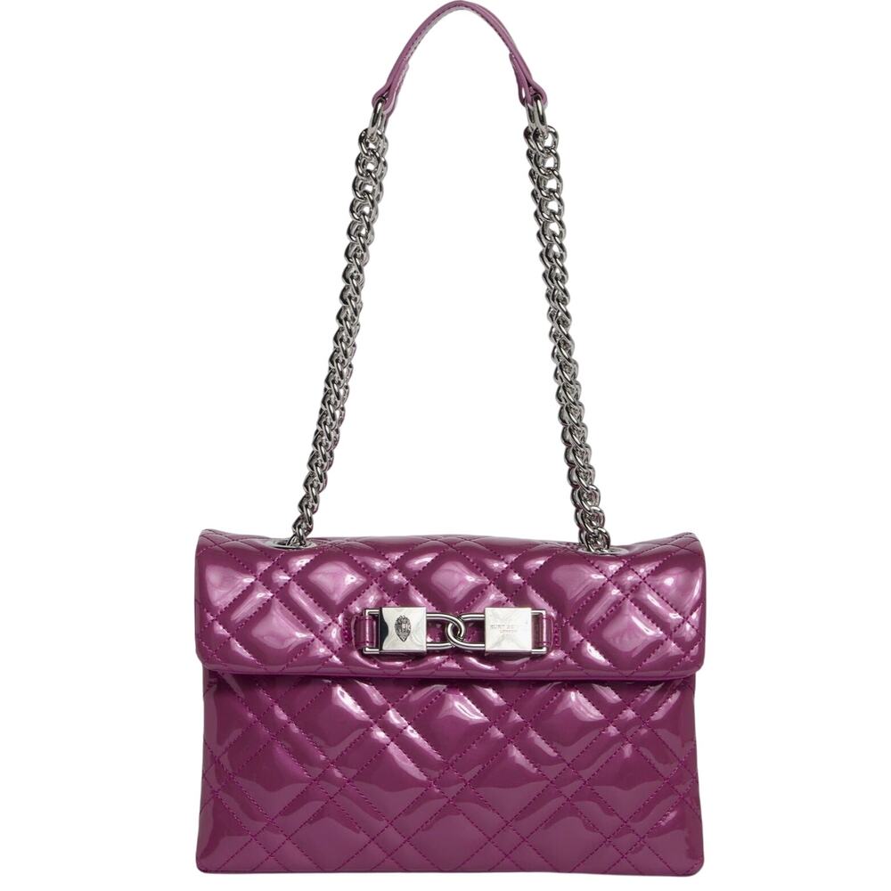 Kurt Geiger Quilted Patent Shoulder Bag in Purple